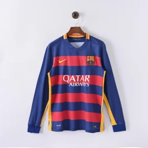2015/2016 Retro Long Sleeve Barcelona Home Football Shirt 1:1 Thai Quality
