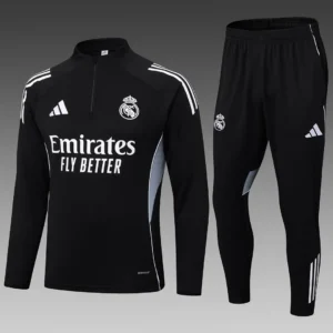 2025/2026 Real Madrid Half-Pull Training Suit Black Football Shirt 1:1 Thai Quality Set