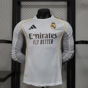 2025/2026 Long Sleeve Player Version Real Madrid Home Football Shirt1:1 Thai Quality