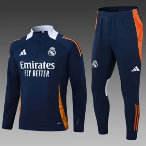 2025/2026 Real Madrid Half-Pull Training Suit Royal blue Football Shirt 1:1 Thai Quality Set