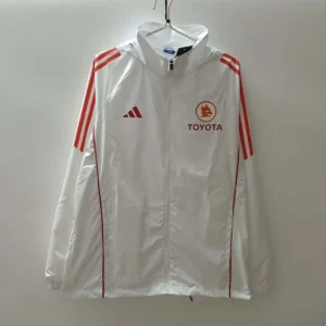 2024/2025 Roma Windbreaker White Soccer Jersey 1:1 Thai Quality