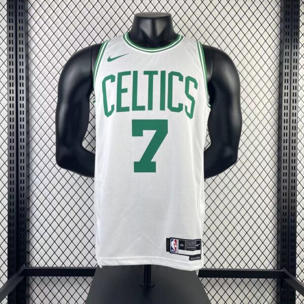 amiseta branca no 7 do Brown do Celtics, temporada de 2023